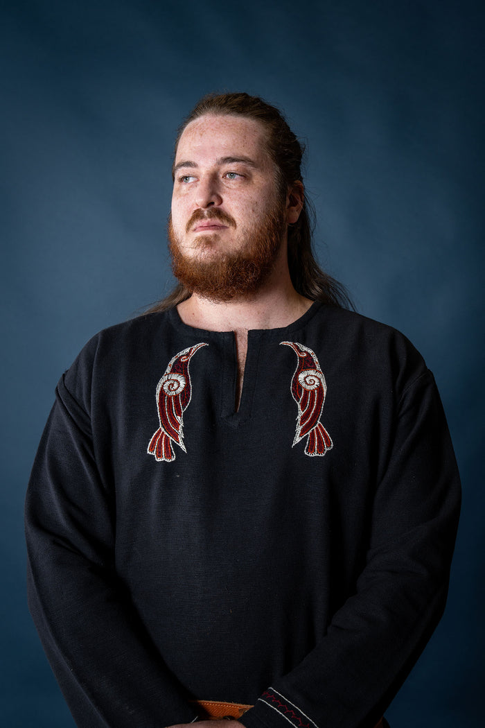 Viking tunic Hugin & Munin, black