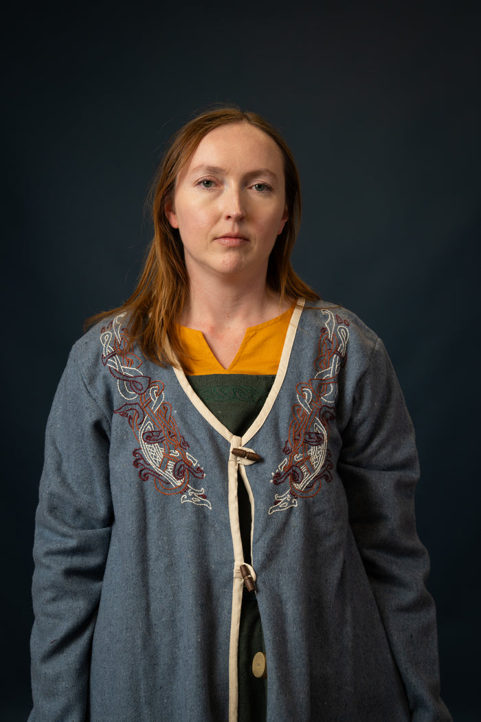 Viking kaftan Skadi, blue, wool blend