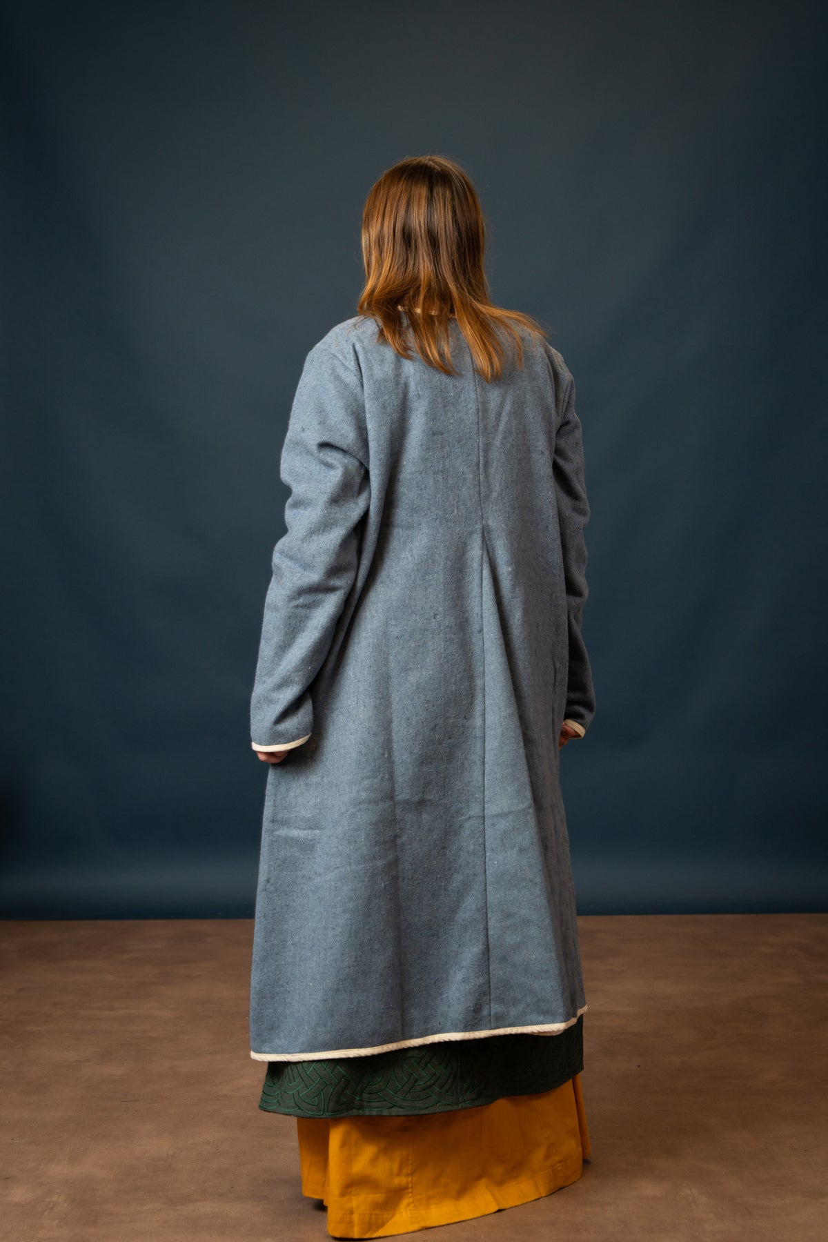 Viking kaftan Skadi, blue, wool blend