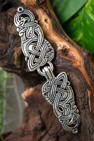 Viking cloak clasp with dragons, silvered bronze