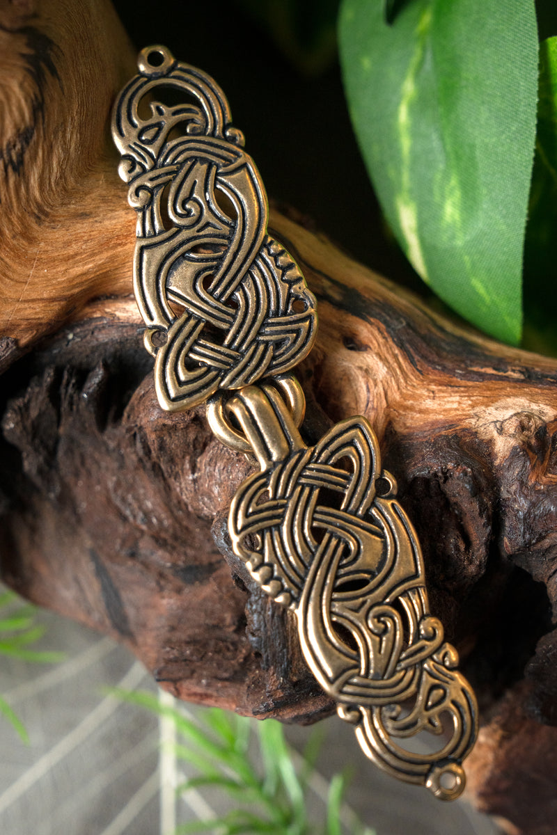 Fermeture de manteau viking avec dragons, bronze