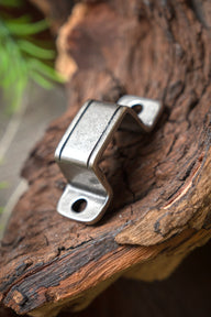 Viking bag strap fitting, silvered