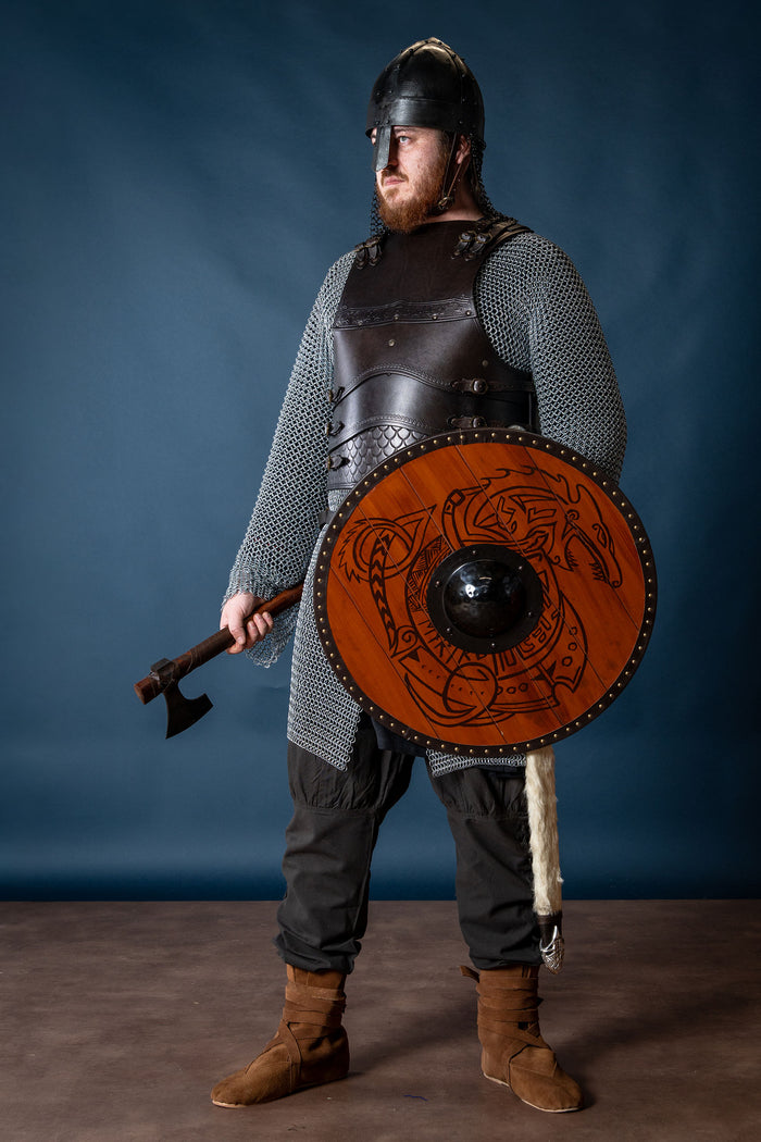 Viking spangenhelm with chainmail, dark, 1-1.2 mm