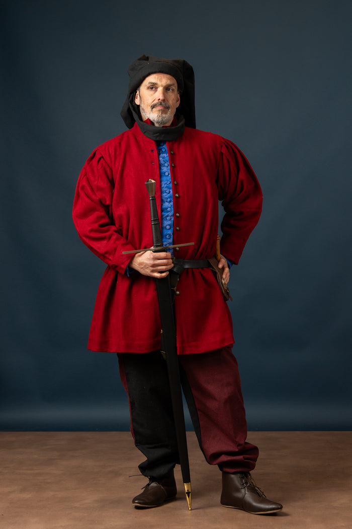 Houppelande Lorenzo, wool blend, red