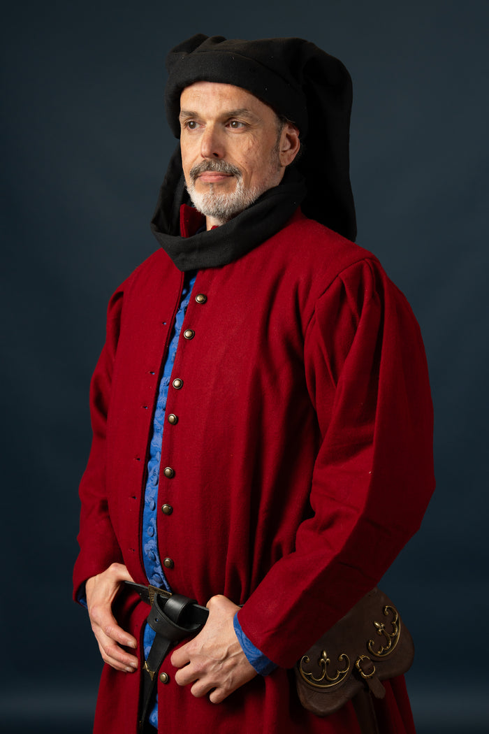 Houppelande Lorenzo, wool blend, red