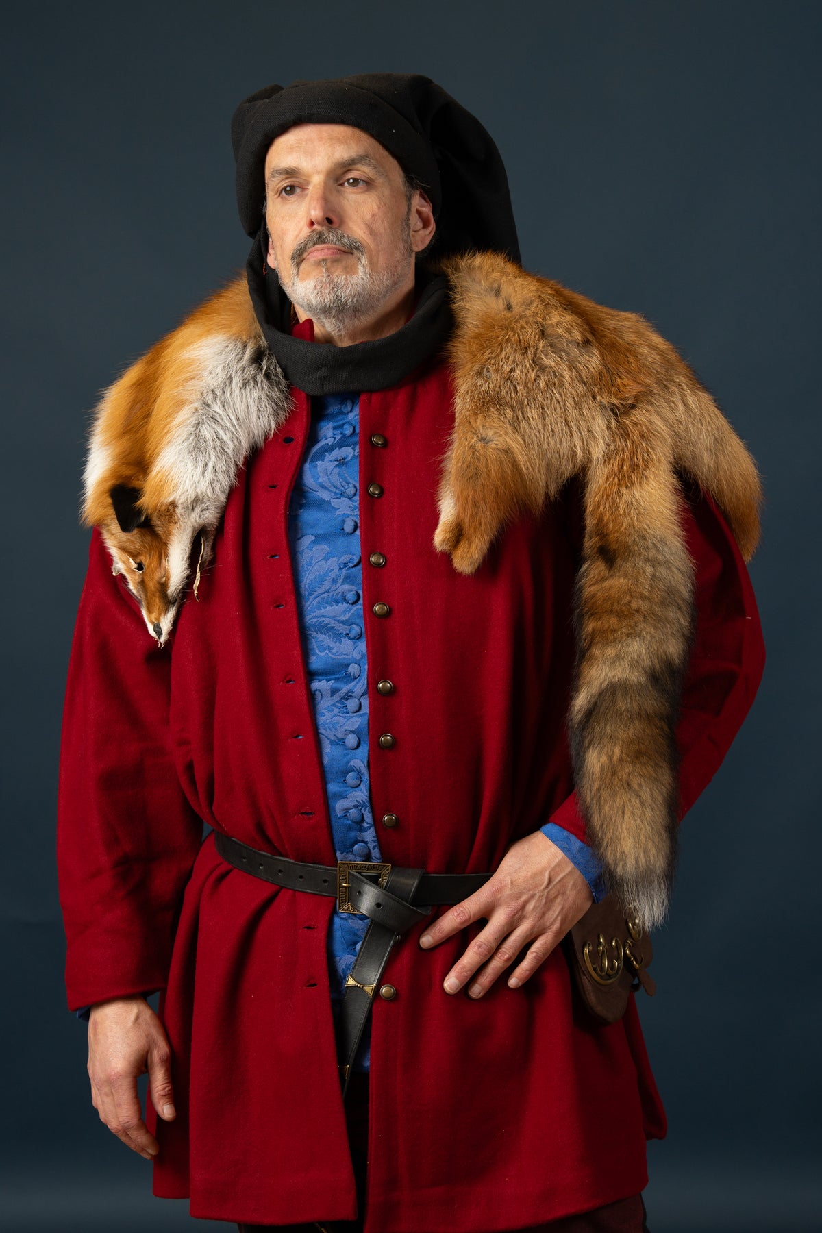 Houppelande Lorenzo, wool blend, red