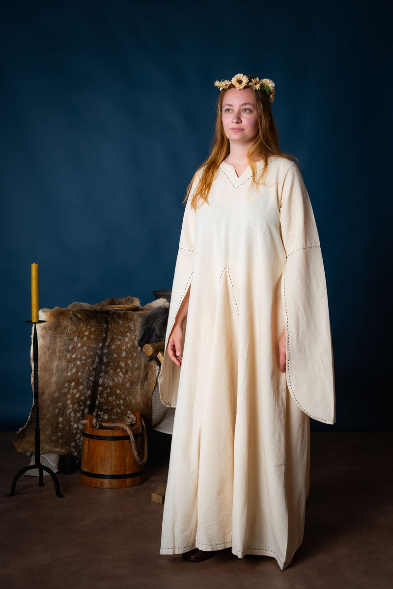 Medeltida klänning Begina, naturfärgad