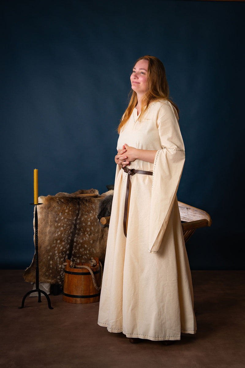 Medeltida klänning Begina, naturfärgad