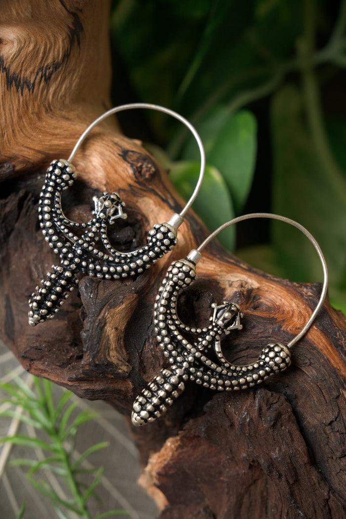 Slavic earrings Zawada Lanckoró?ska, silvered bronze