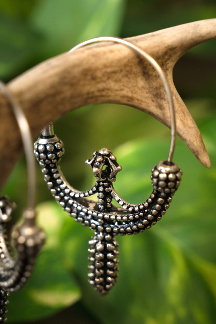 Slavic earrings Zawada Lanckoró?ska, silvered bronze