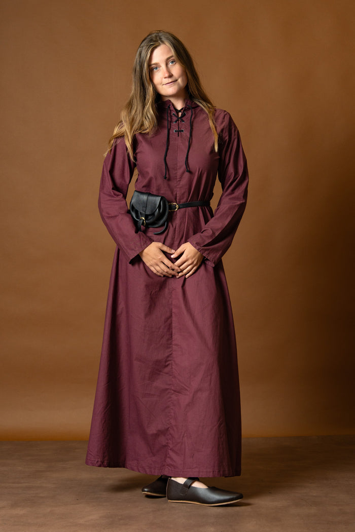 Marita dress, light cotton, bordeaux