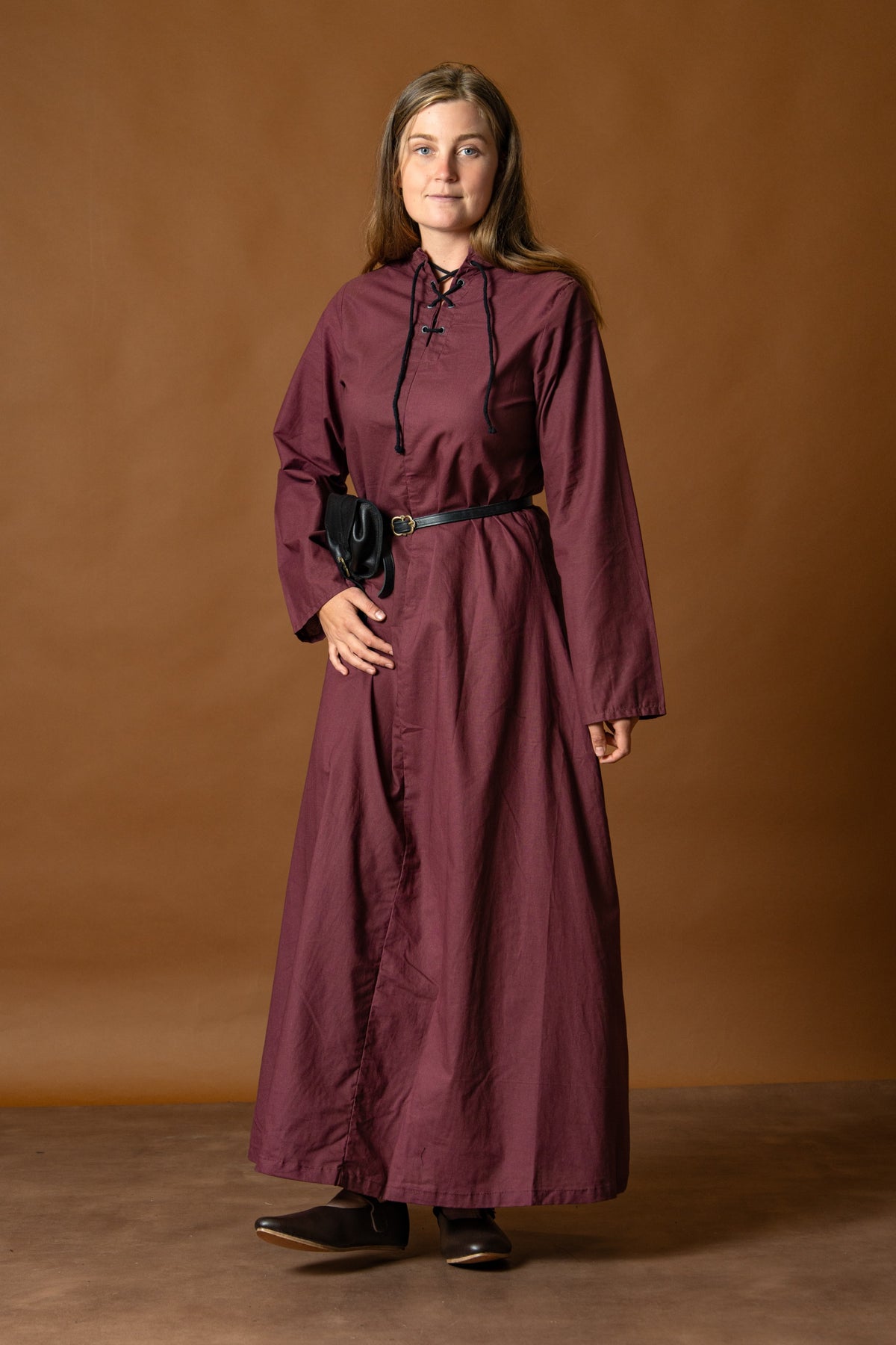 Marita dress, light cotton, bordeaux