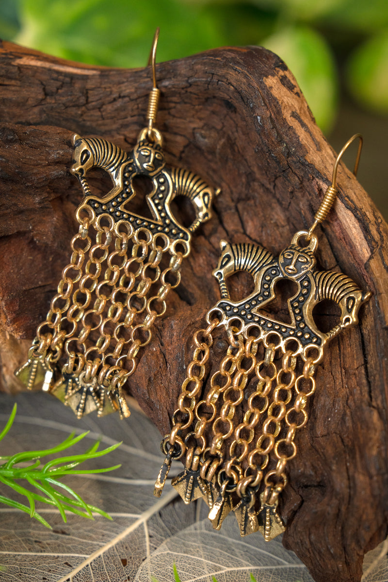 Wikińskie kolczyki z końmi, brąz