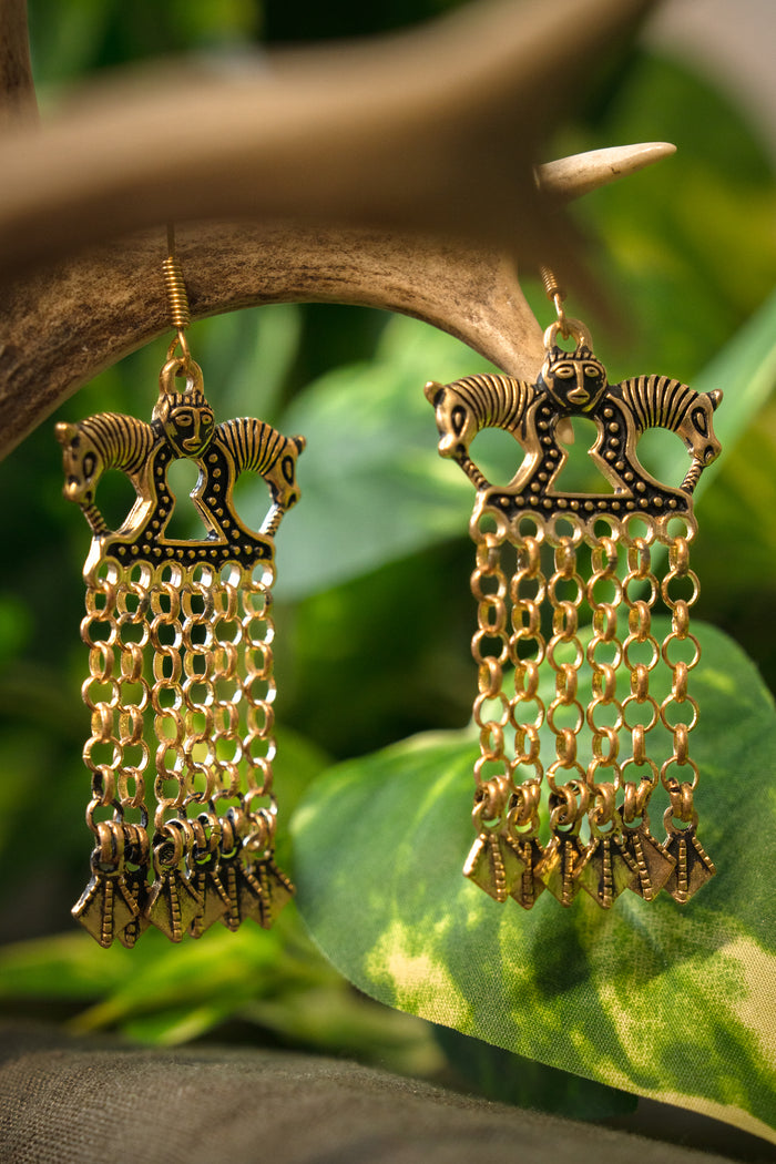 Viking earrings rattle pendant horses, Staraja Ladoga, 10th century, bronze