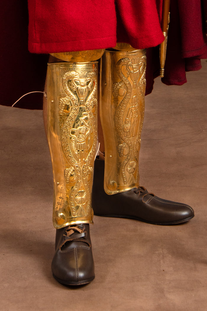 Praetorian Guard greaves, ocrae, brass, 1–1.2 mm