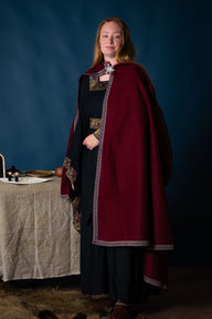 Embroidered cloak Lyra, red, wool mix