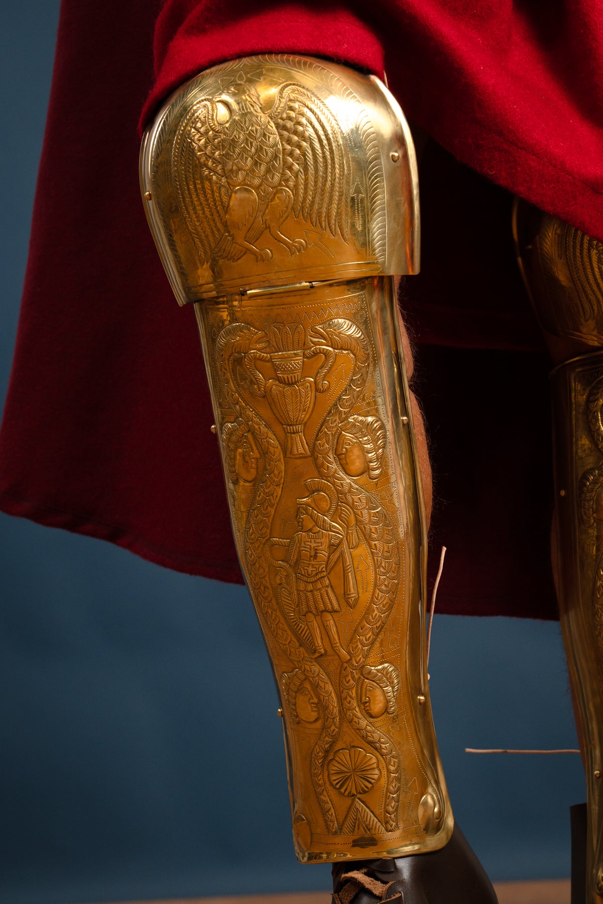 Praetorian Guard greaves, ocrae, brass, 1–1.2 mm