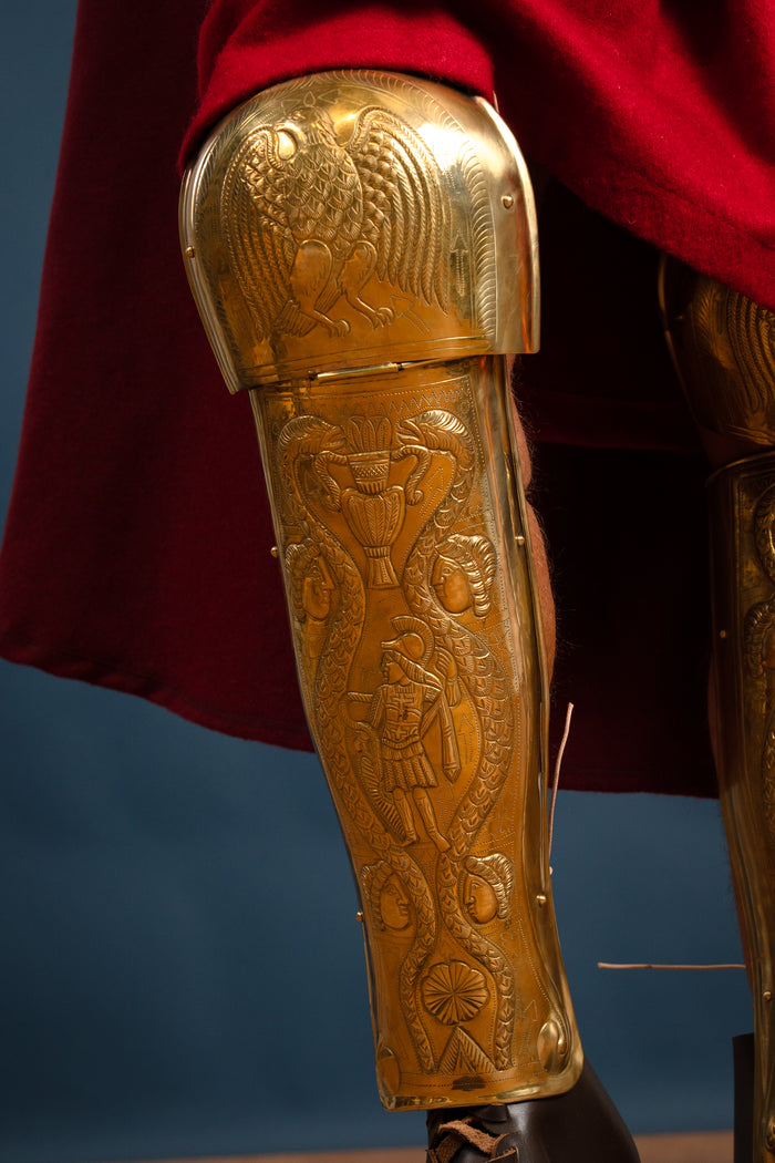 Praetorian Guard greaves, ocrae, brass, 1–1.2 mm