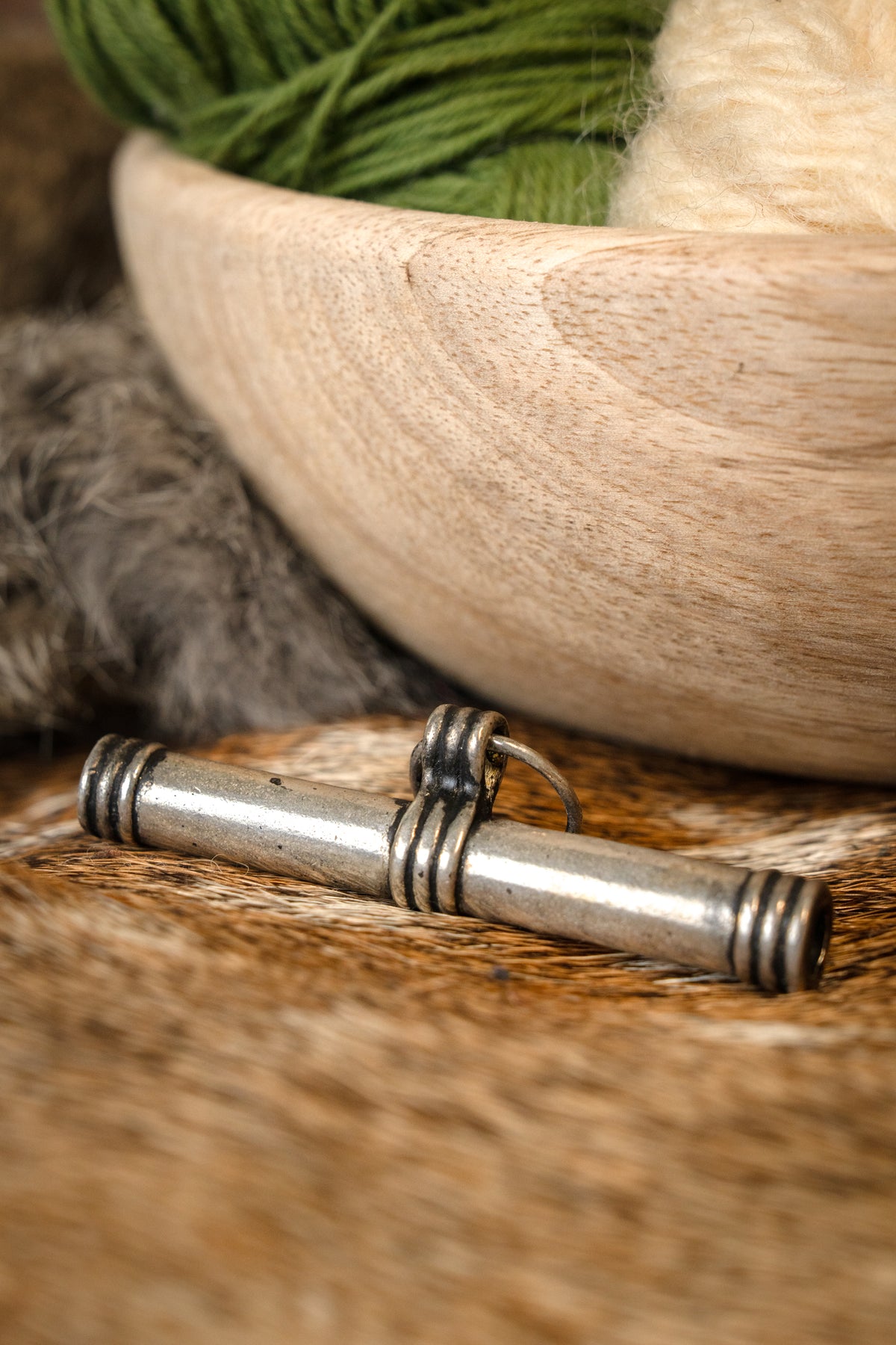 Viking needle case, silvered