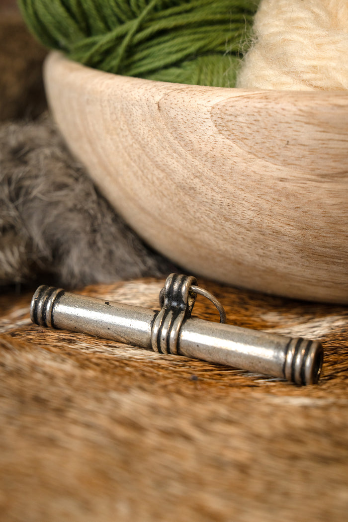 Viking needle case, silvered