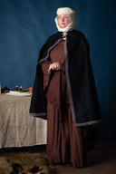 Mantello ricamato Lyra, nero, misto lana