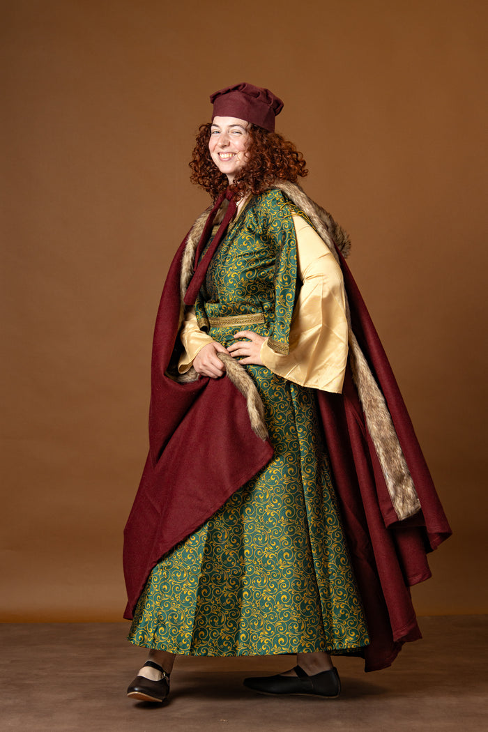 Viking cloak Fjell, wool blend, red