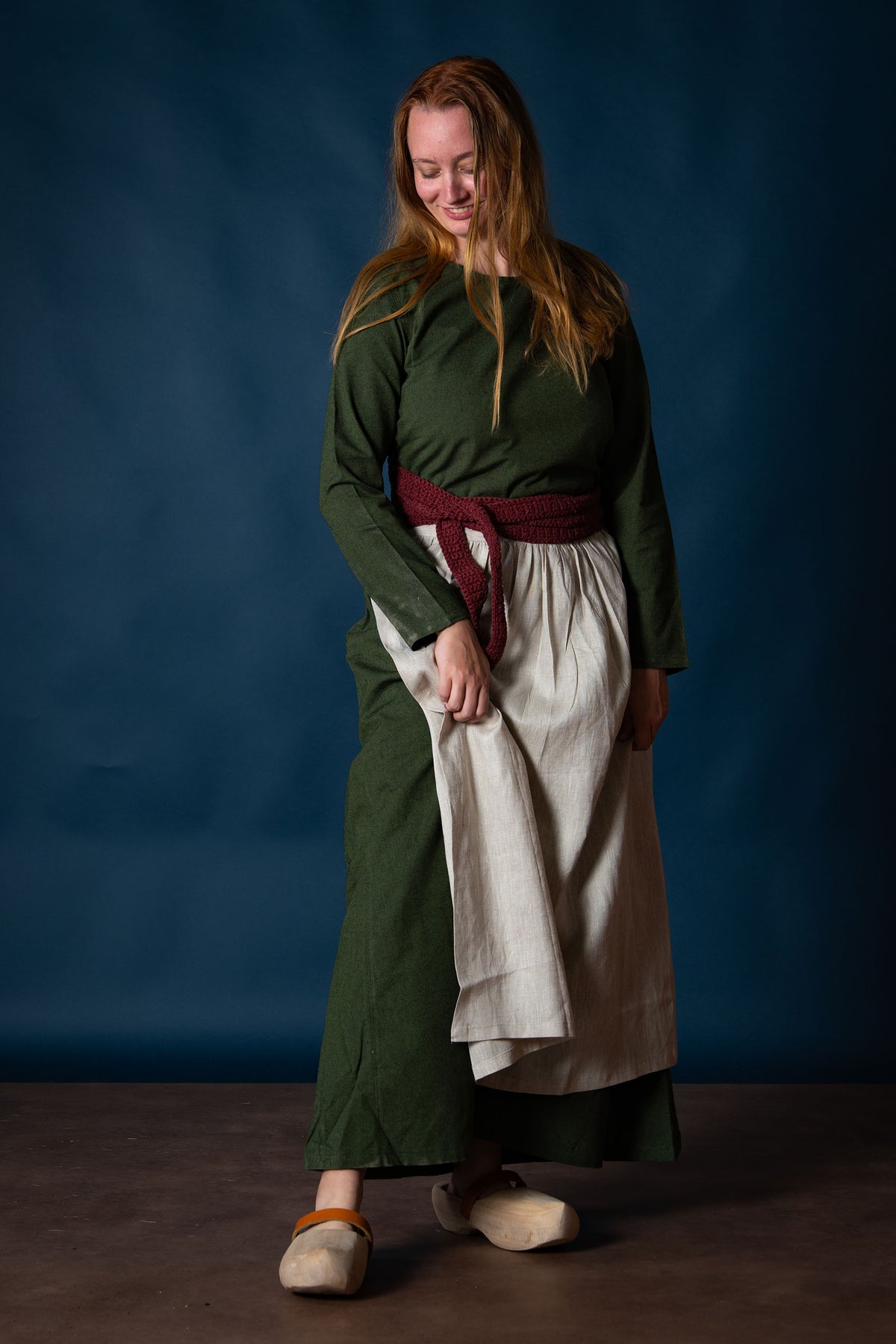 Linen medieval apron, natural