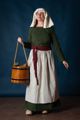 Lniany średniowieczny fartuch, naturalny