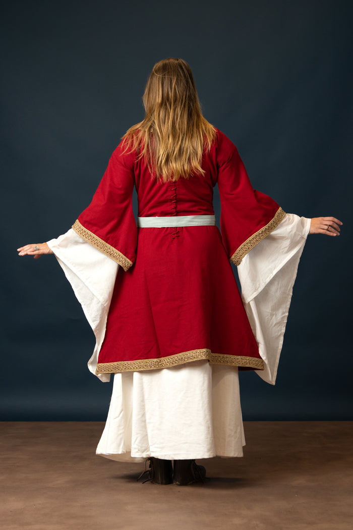 Overtunic (dalmatica / guarnacca) Matilde, cotton-linen mix, red
