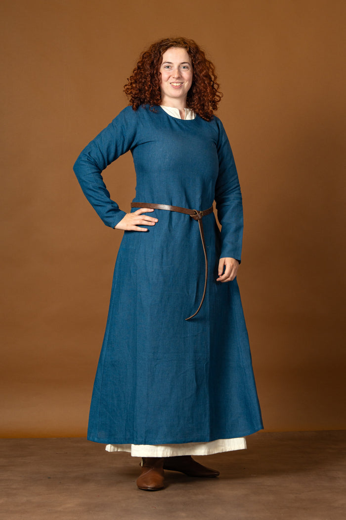 Viking dress Helga, linen, blue