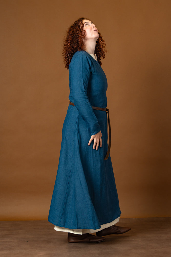 Viking dress Helga, linen, blue