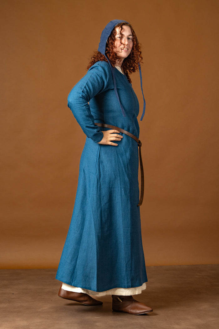 Viking dress Helga, linen, blue
