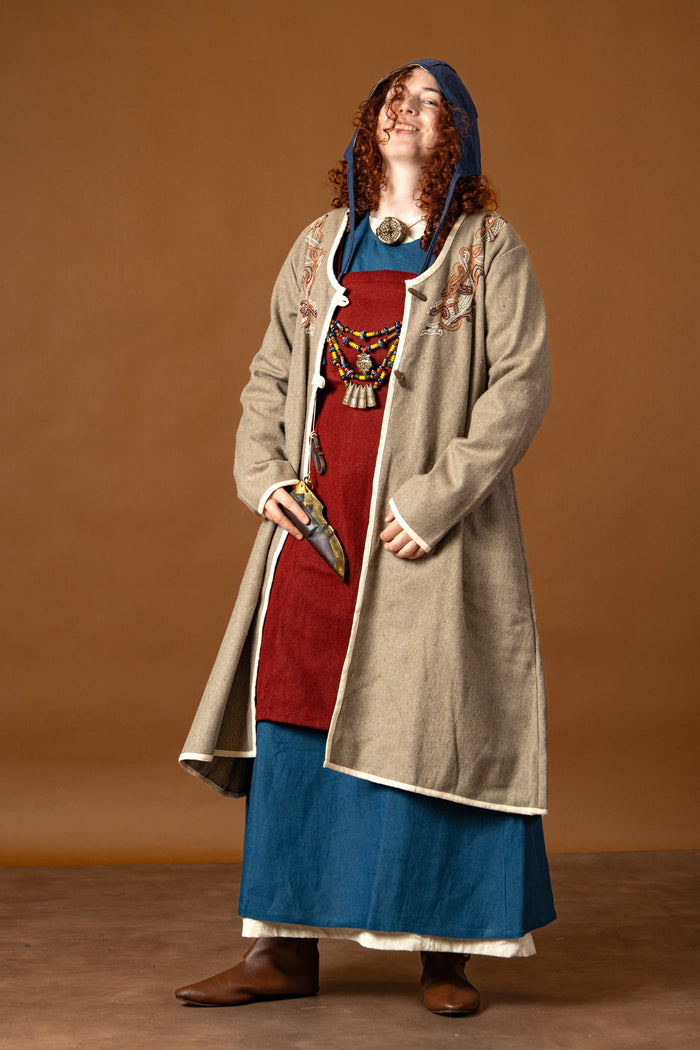 Viking kaftan Skadi, sand, wool blend