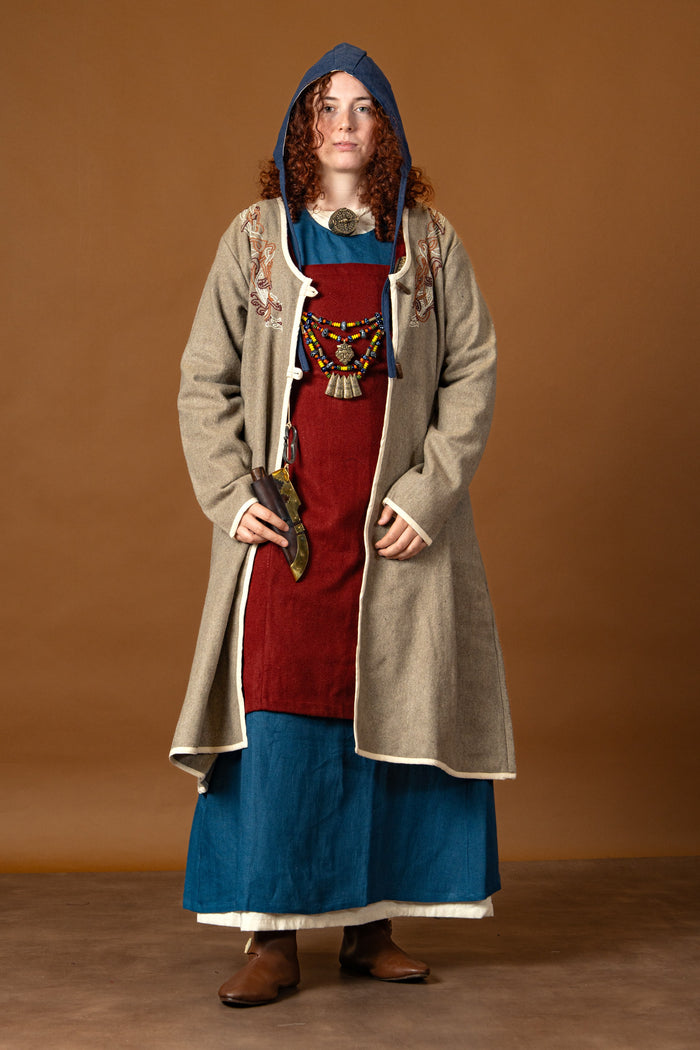 Viking kaftan Skadi, sand, wool blend