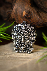 The Green Man amulet, silvered bronze