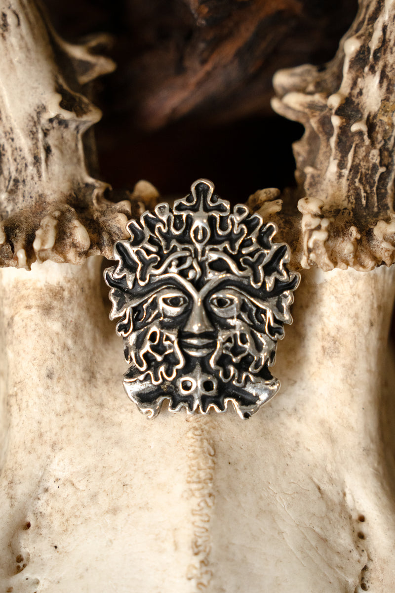 Green Man amulet, verzilverd brons