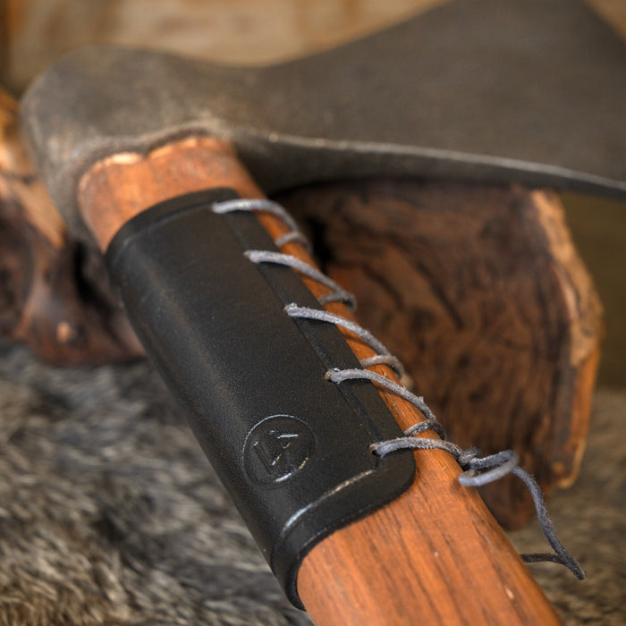 Leather axe guard, black