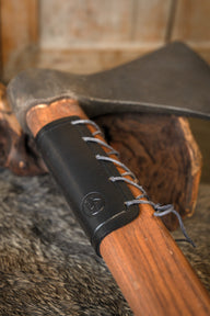 Leather axe guard, black