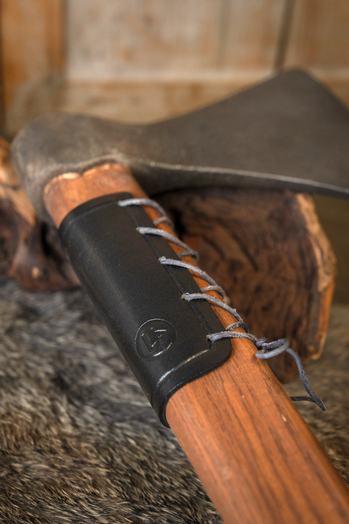 Leather axe guard, black