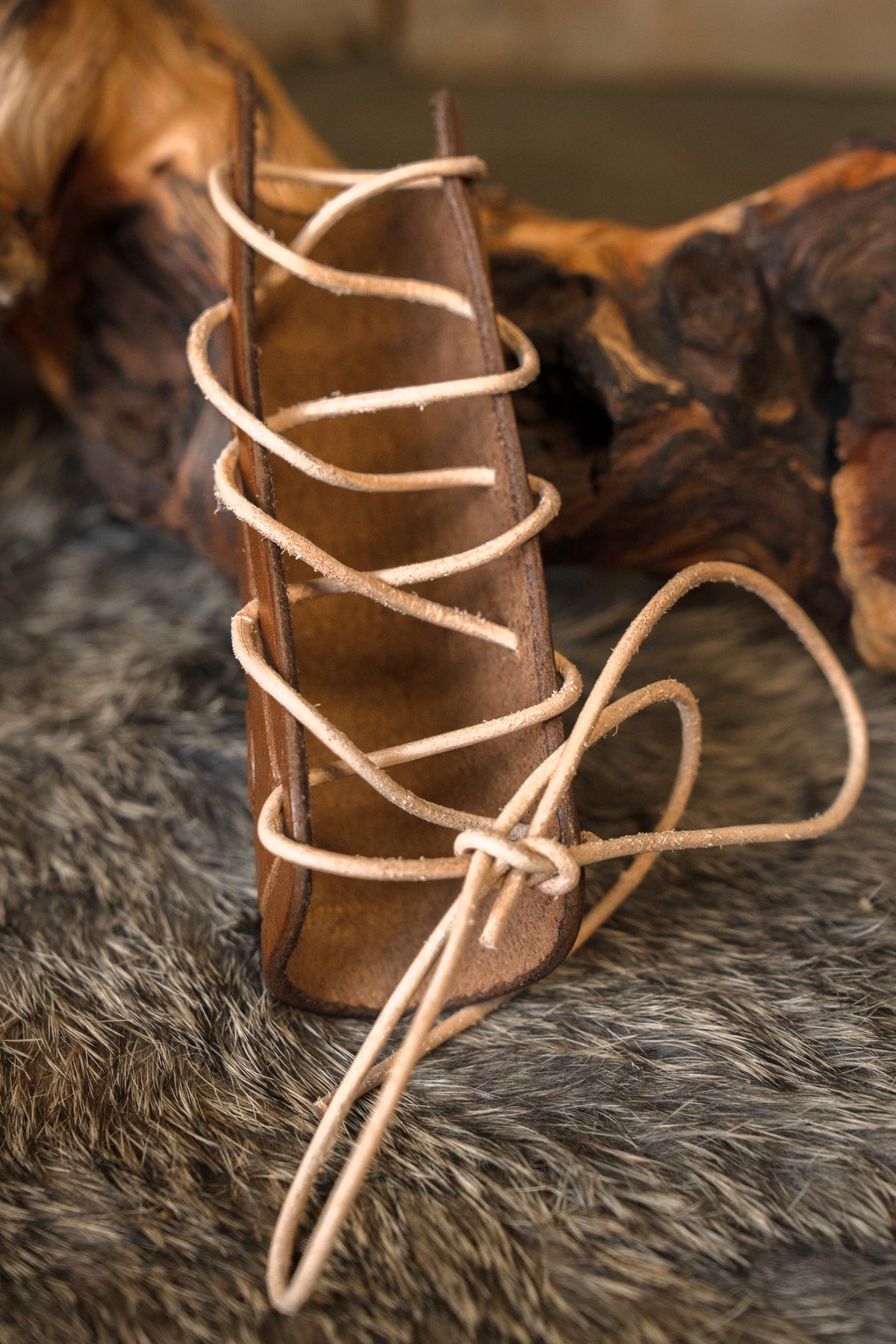 Leather axe guard, brown