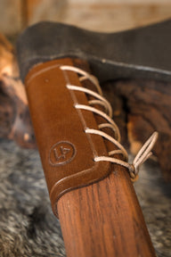 Leather axe guard, brown