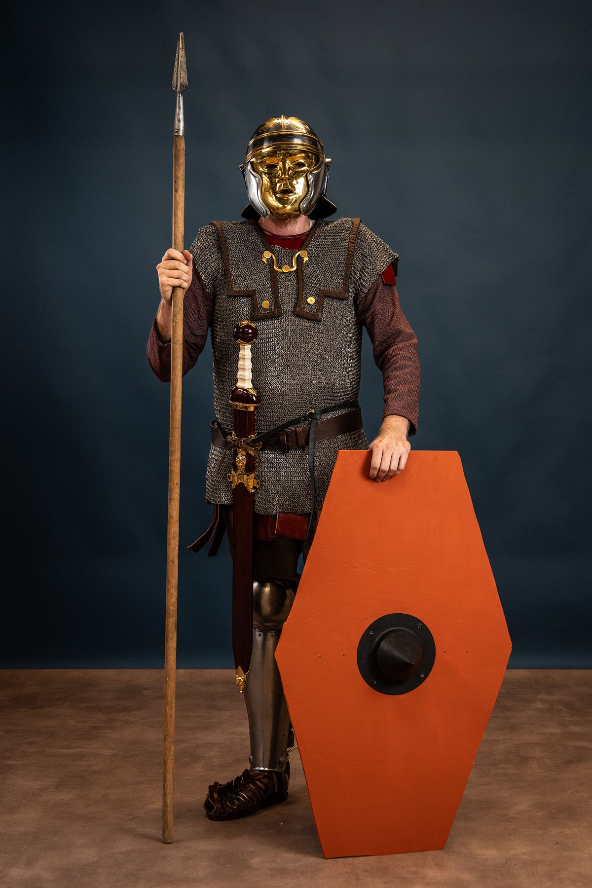 1st century Roman cavalry helmet with larva mask, 1.3 mm