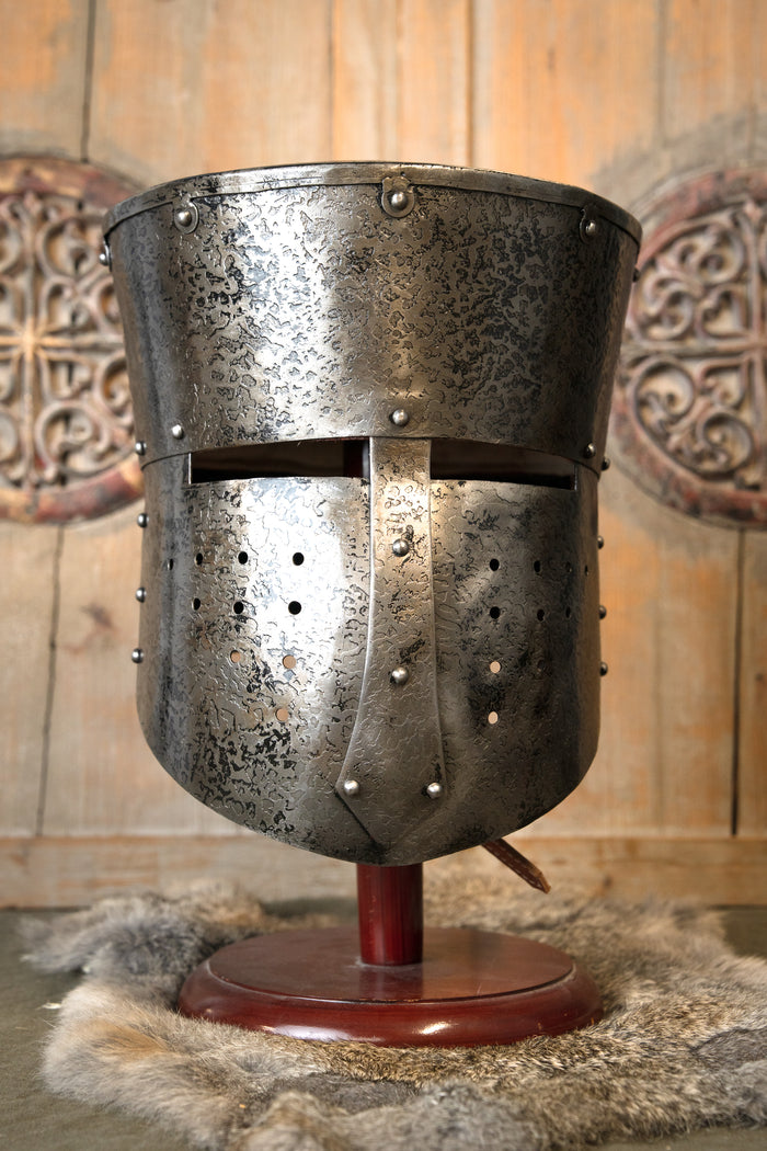 13th century great helm, patinated, 1.6 mm