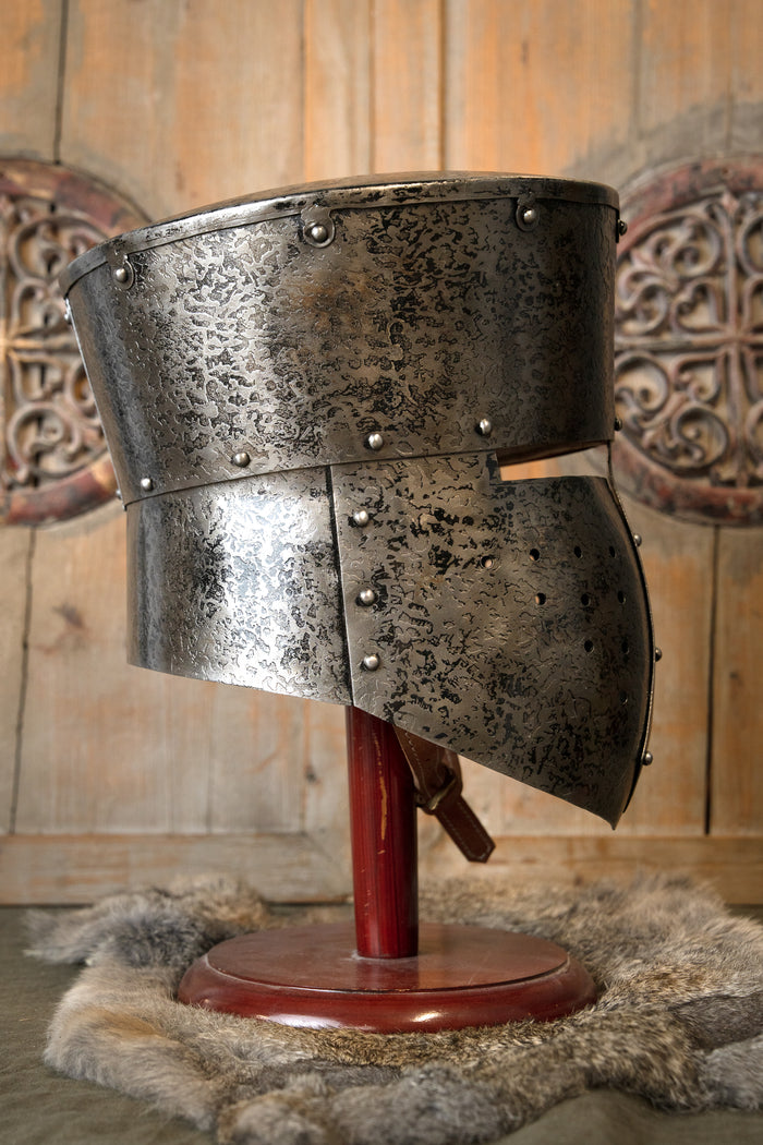 13th century great helm, patinated, 1.6 mm