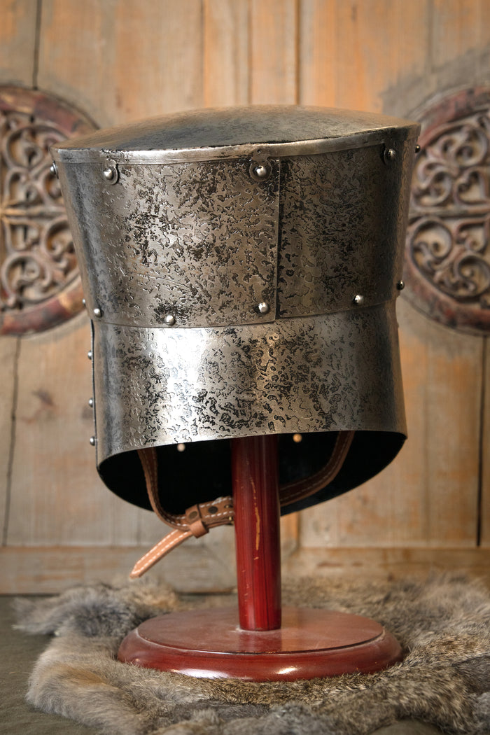 13th century great helm, patinated, 1.6 mm