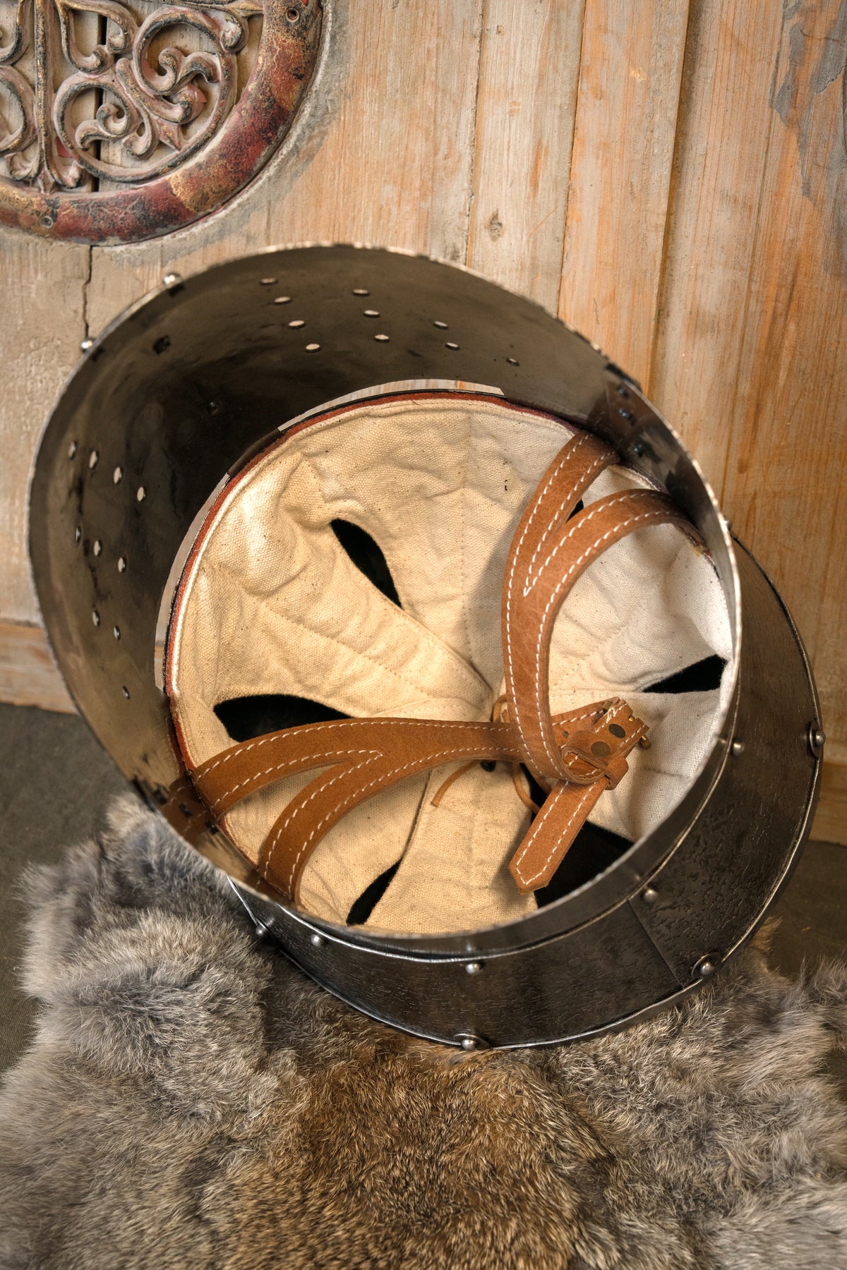 13th century great helm, patinated, 1.6 mm