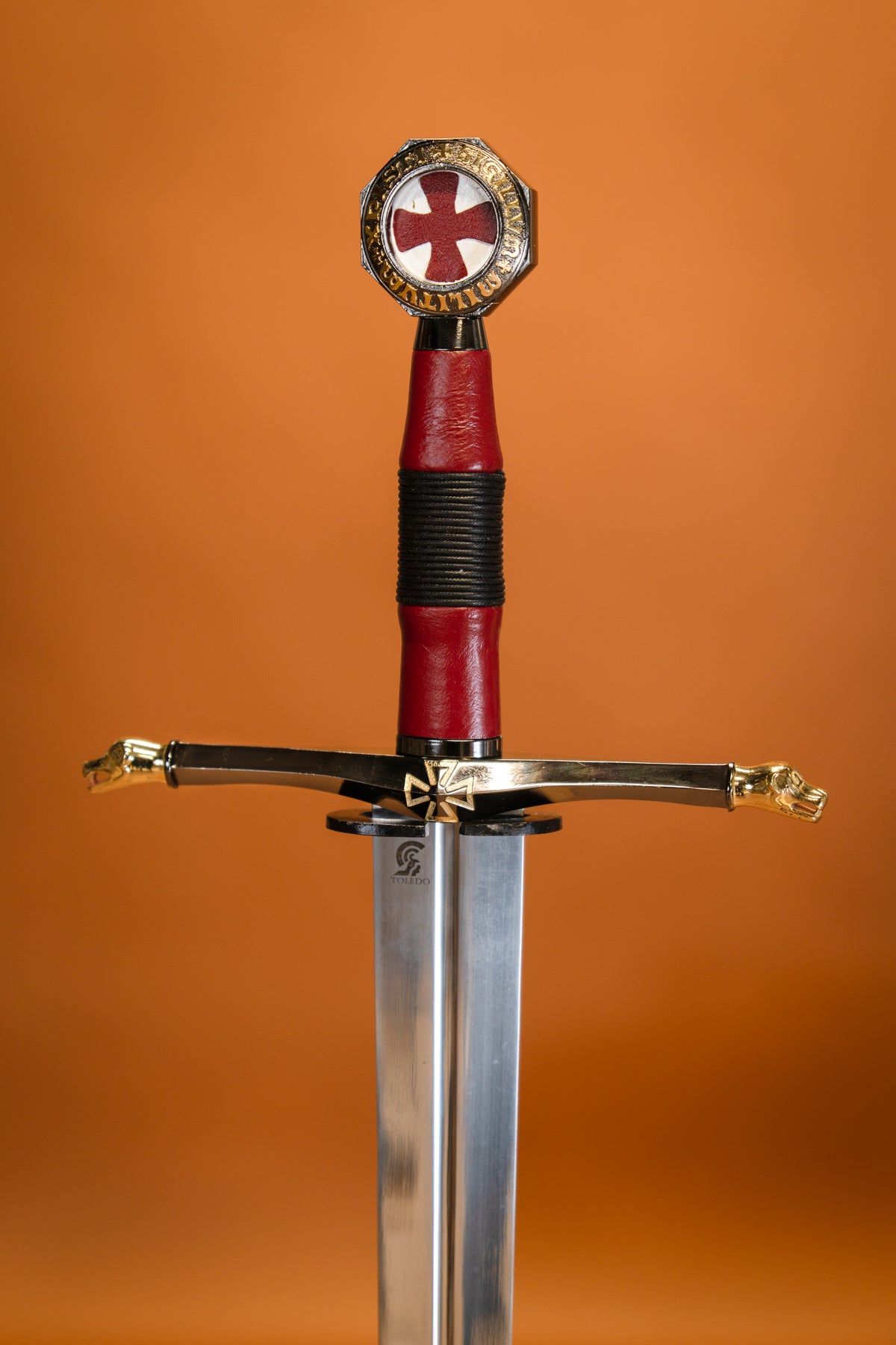 Templar sword with lion heads, semi-sharp