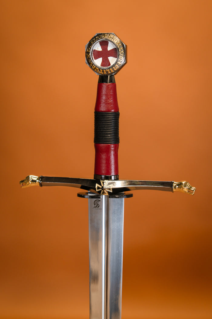 Templar sword with lion heads, semi-sharp