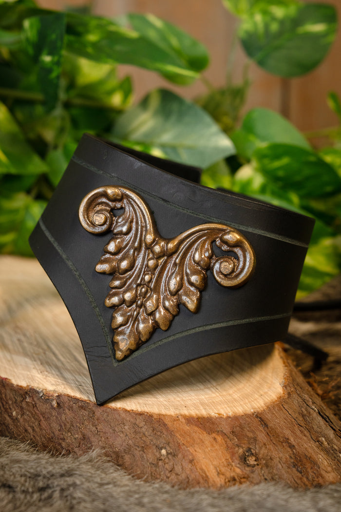 Leather tiara Estel, black