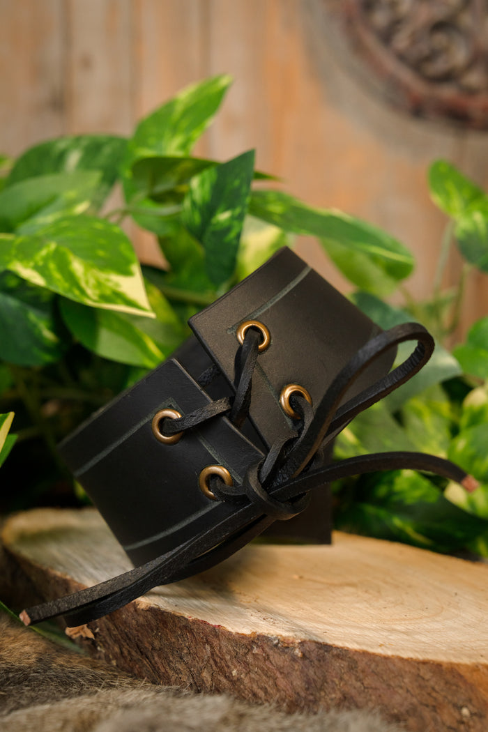 Leather tiara Estel, black
